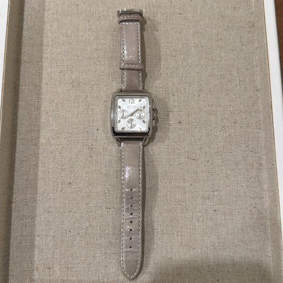 Coach White Leather Chronograph Tank Watch - Picture 5 of 5